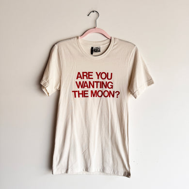 S WHITE ARE YOU WANTING THE MOON T-SHIRT