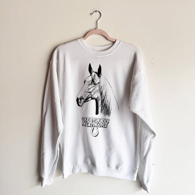 M WHITE GOODBYE HORSES CREWNECK