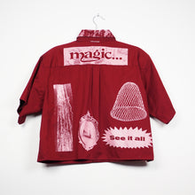 Load image into Gallery viewer, MAROON &amp; PINK CROPPED SHORT SLEEVE BUTTON-UP