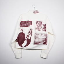 Load image into Gallery viewer, WHITE &amp; CRANBERRY CROPPED LONG SLEEVE BUTTON-UP