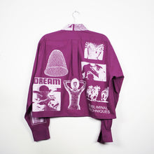 Load image into Gallery viewer, AUBERGINE &amp; LILAC CROPPED LONG SLEEVE BUTTON-UP