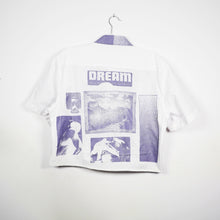 Load image into Gallery viewer, WHITE &amp; LILAC CROPPED SHORT SLEEVE BUTTON-UP