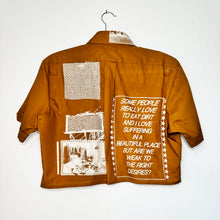 Load image into Gallery viewer, COPPER &amp; CREAM CROPPED SHORT SLEEVE BUTTON-UP