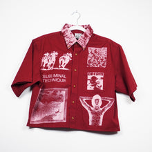 Load image into Gallery viewer, MAROON &amp; PINK CROPPED SHORT SLEEVE BUTTON-UP