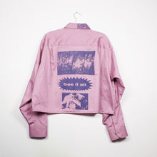 Load image into Gallery viewer, PERIWINKLE &amp; PURPLE CROPPED LONG SLEEVE BUTTON-UP