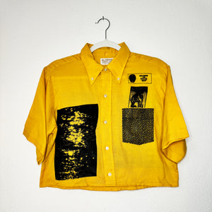 MARIGOLD & BLACK CROPPED SHORT SLEEVE BUTTON-UP