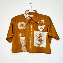 Load image into Gallery viewer, COPPER &amp; CREAM CROPPED SHORT SLEEVE BUTTON-UP