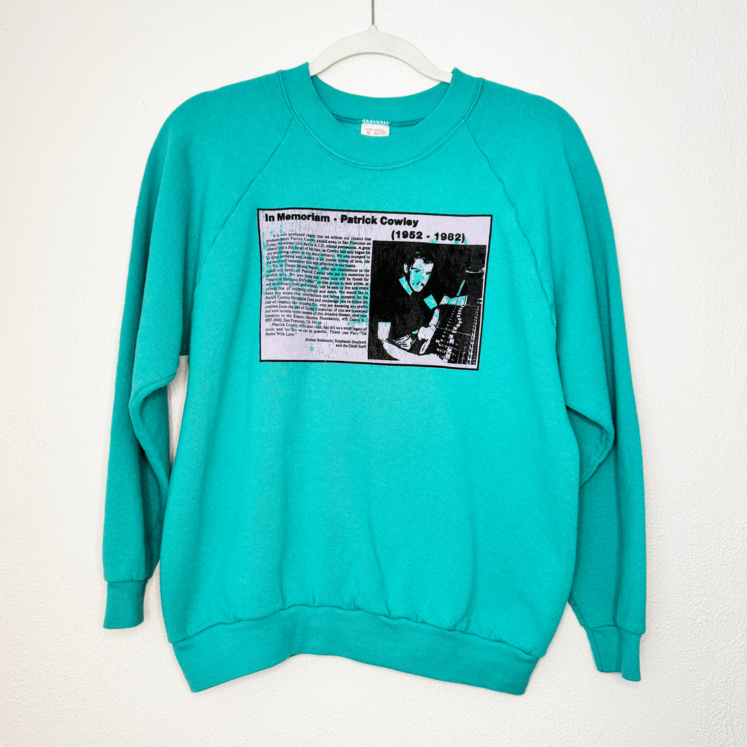 PATRICK COWLEY OBITUARY ON TEAL CREWNECK