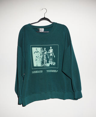 (2XL) LIBERATE YOURSELF MINT INK ON FOREST VINTAGE CREWNECK