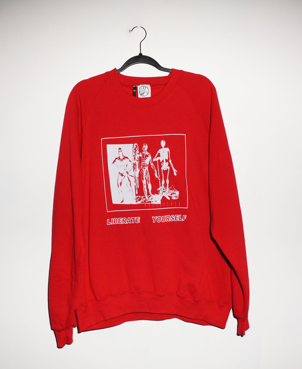 (3XL) LIBERATE YOURSELF WHITE INK ON RED VINTAGE CREWNECK