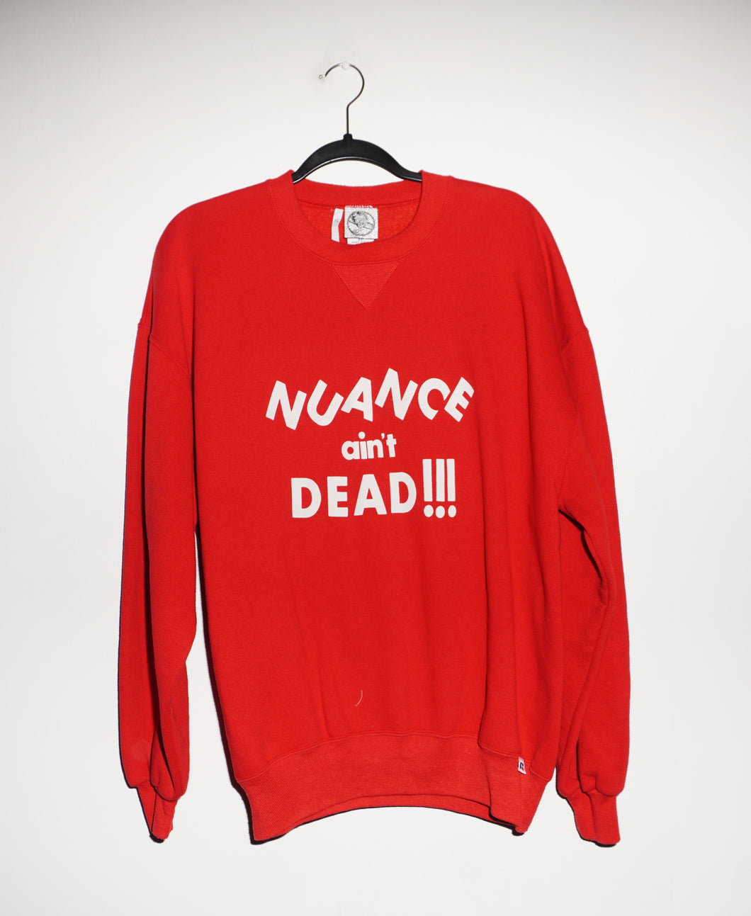 (XL) NUANCE AIN'T DEAD WHITE INK ON RED VINTAGE CREWNECK