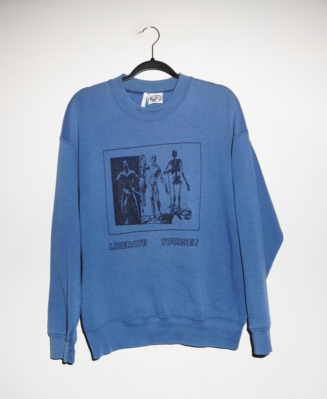 (XL) LIBERATE YOURSELF NAVY INK ON STONE BLUE VINTAGE CREWNECK