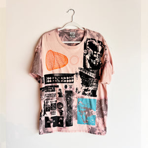 ASPHAULT CLOUD AQUA & ORANGE COLLAGE T-SHIRT