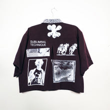 Load image into Gallery viewer, BURGUNDY &amp; WHITE CROPPED SHORT SLEEVE BUTTON-UP