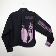 Load image into Gallery viewer, BLACK &amp; MAUVE CROPPED LONG SLEEVE BUTTON-UP