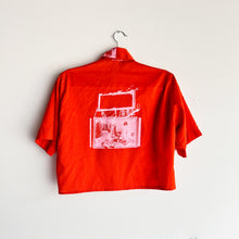 Load image into Gallery viewer, BRICK &amp; PINK CROPPED SHORT SLEEVE BUTTON-UP