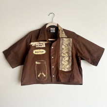 Load image into Gallery viewer, CHOCOLATE &amp; CREAM CROPPED SHORT SLEEVE BUTTON-UP