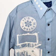 Load image into Gallery viewer, BABY BLUE &amp; CREAM CROPPED SHORT SLEEVE BUTTON-UP