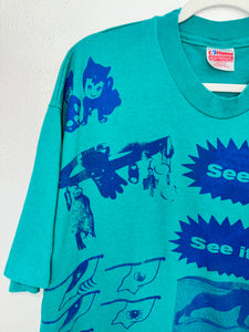 PRIMITIVE WITNESS ON TEAL COLLAGE T-SHIRT