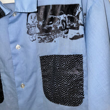 Load image into Gallery viewer, BABY BLUE &amp; BLACK CROPPED SHORT SLEEVE BUTTON UP