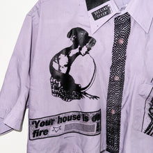 Load image into Gallery viewer, PERIWINKLE &amp; BLACK CROPPED SHORT SLEEVE BUTTON-UP