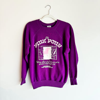 PINK PONY CLUB ON VINTAGE EGGPLANT CREWNECK