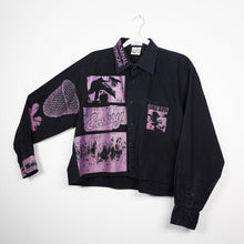 Load image into Gallery viewer, BLACK &amp; MAUVE CROPPED LONG SLEEVE BUTTON-UP