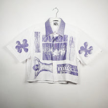 Load image into Gallery viewer, WHITE &amp; LILAC CROPPED SHORT SLEEVE BUTTON-UP