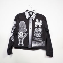 Load image into Gallery viewer, ONYX &amp; WHITE CROPPED LONG SLEEVE BUTTON-UP