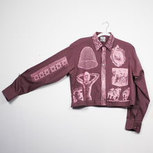 Load image into Gallery viewer, BURGUNDY &amp; PINK CROPPED LONG SLEEVE BUTTON-UP