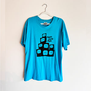 NAM JUNE PAIK ON VINTAGE AQUA T-SHIRT