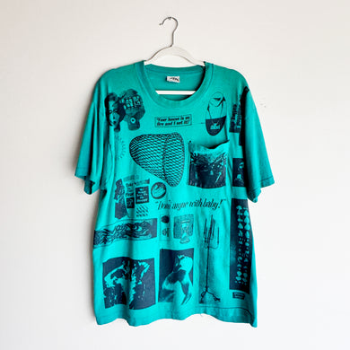 TEALMARINE COLLAGE POCKET SINGLE STITCH T-SHIRT