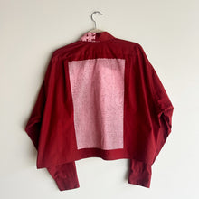 Load image into Gallery viewer, MAROON &amp; PINK CROPPED LONG SLEEVE BUTTON-UP