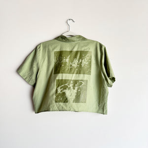 SAGE & MOSS CROPPED SHORT SLEEVE BUTTON-UP