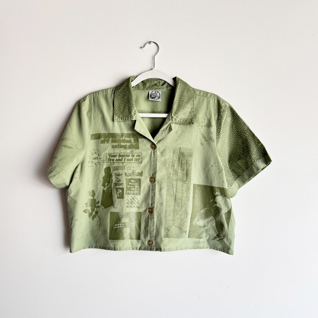 SAGE & MOSS CROPPED SHORT SLEEVE BUTTON-UP