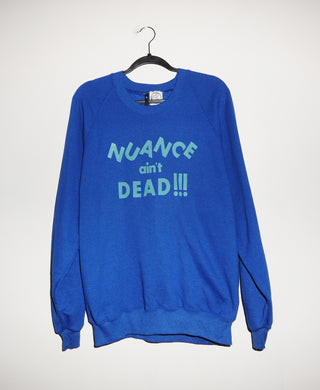 (2XL) NUANCE AIN'T DEAD CERULEAN INK ON ROYAL BLUE VINTAGE CREWNECK