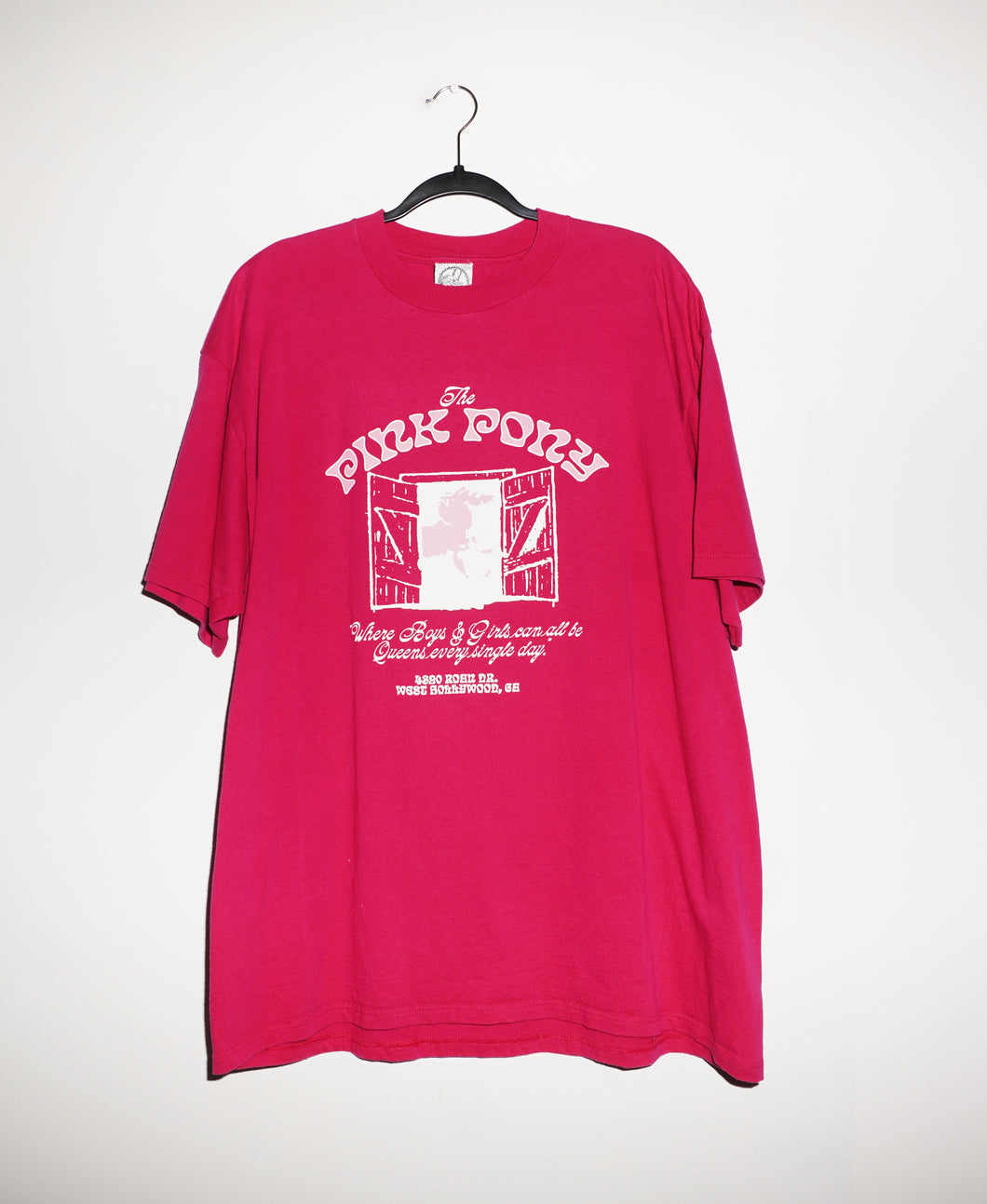 (2XL) PINK PONY CLUB ON MAGENTA UPCYCLED T-SHIRT